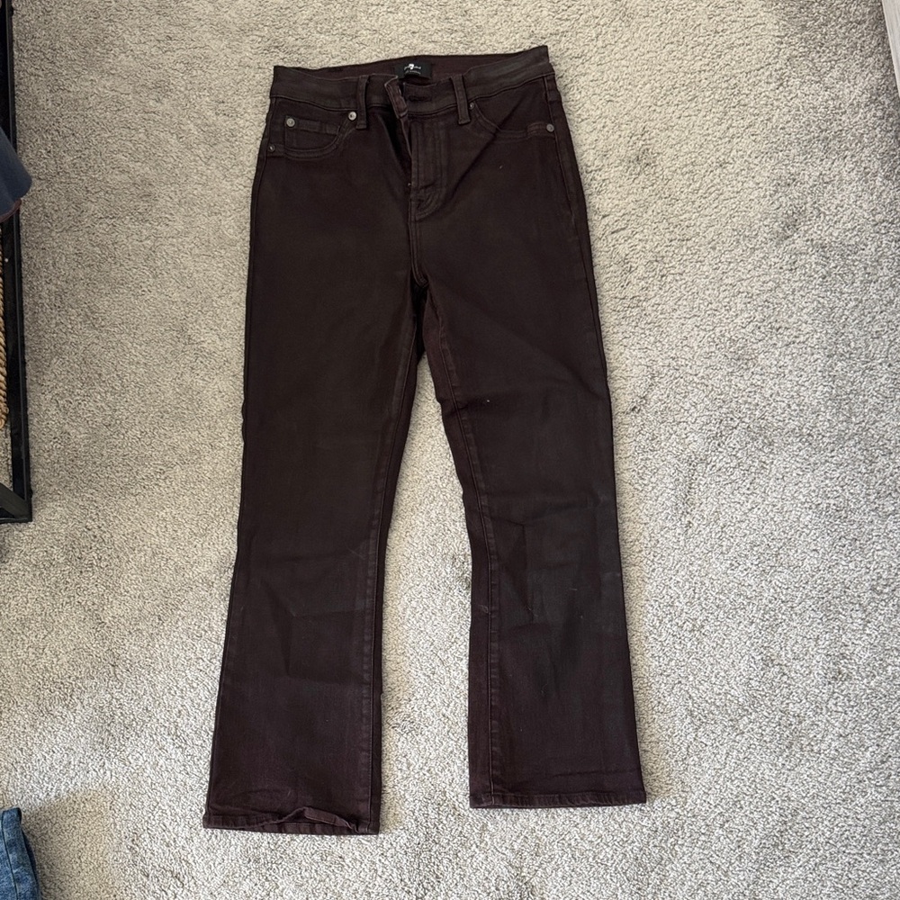 7 For All Mankind Maroon Coated Cropped Jeans